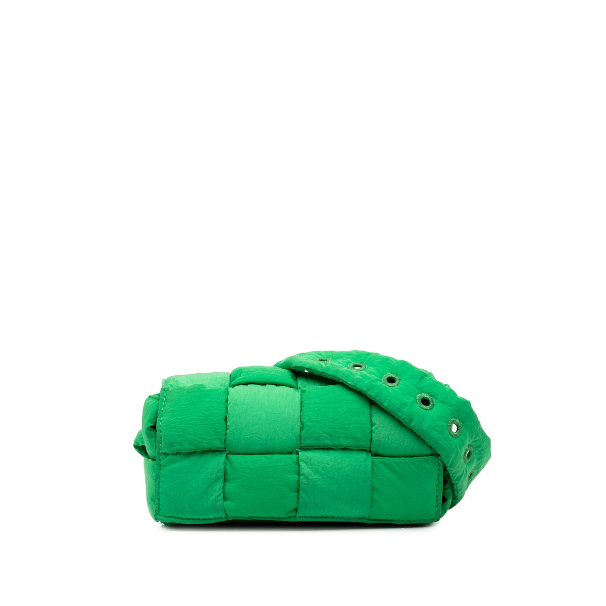 Bottega Veneta Mini Nylon Intrecciato Padded Tech Cassette Belt Bag — Green