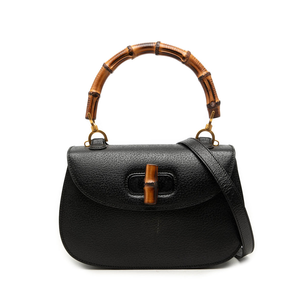 Gucci Grained Calfskin Bamboo Night — Black