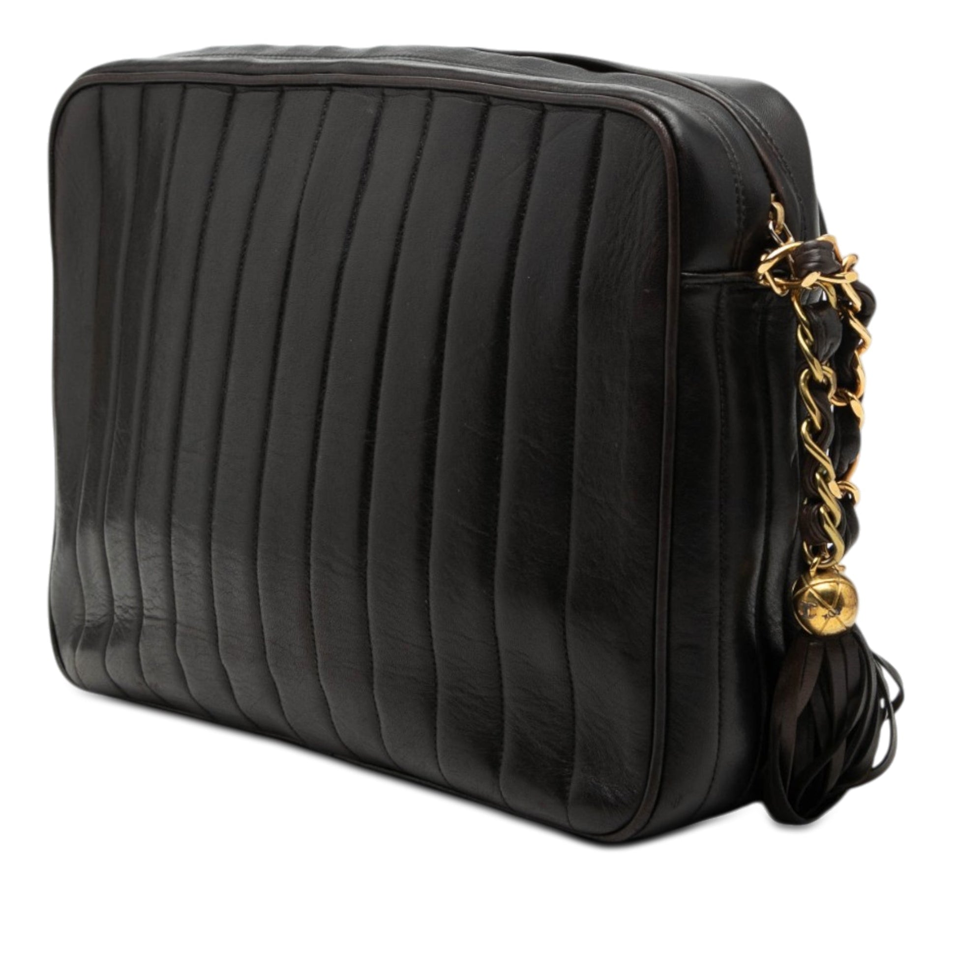 Chanel CC Vertical Quilted Lambskin Tassel Flap Camera Bag