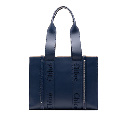 Chloé Medium Calfskin Woody Tote — Blue