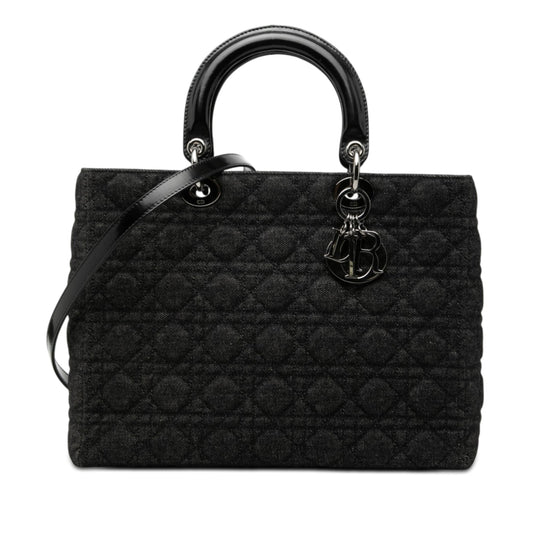 Dior Large Denim Cannage Lady Dior