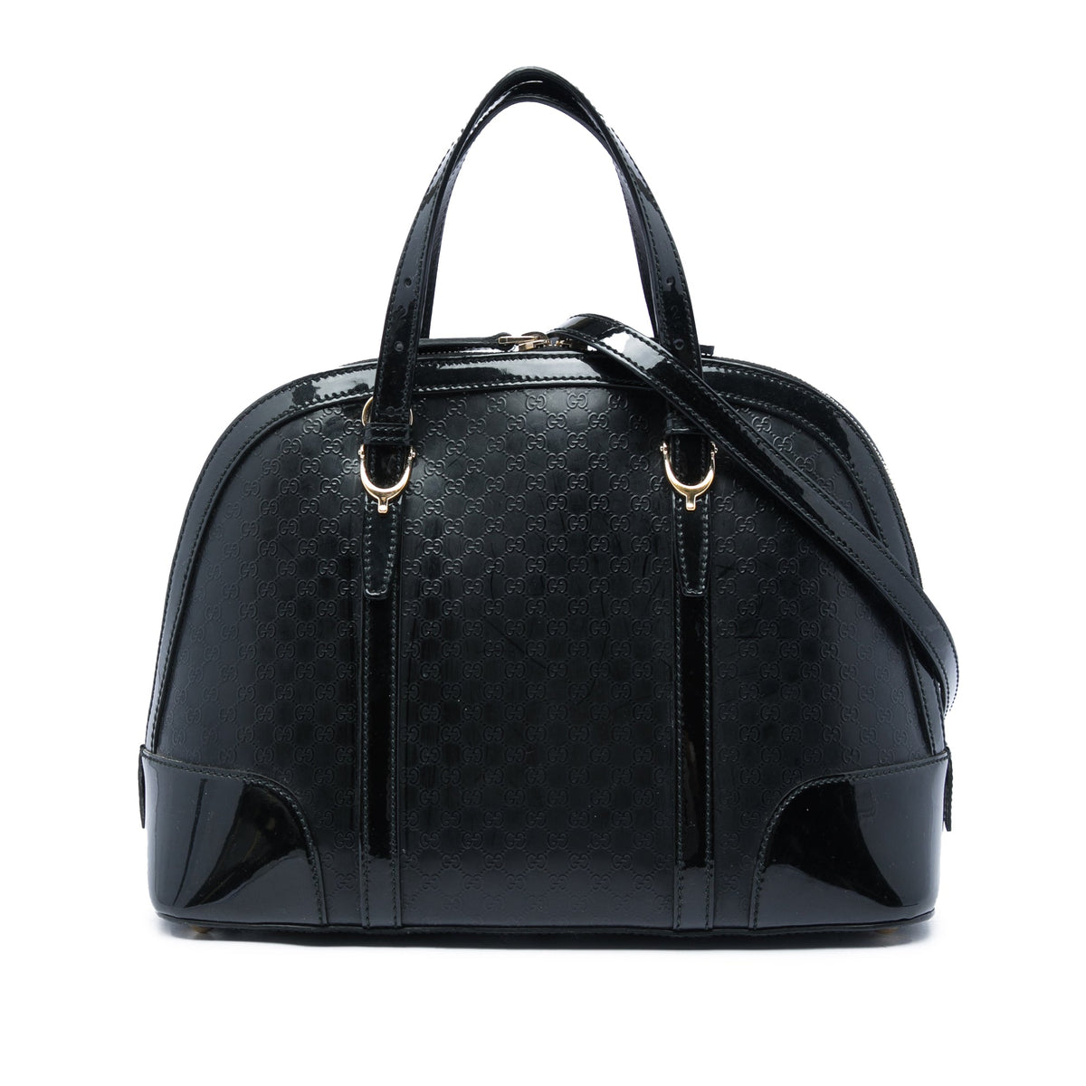 Gucci Small Microguccissima Patent Nice Satchel — Black