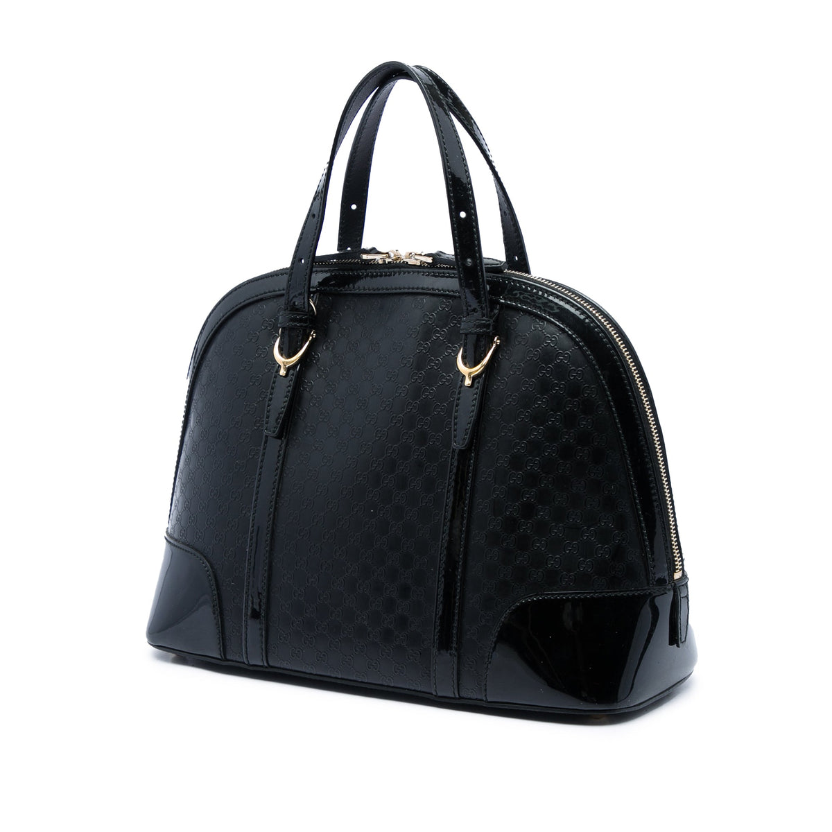 Gucci Small Microguccissima Patent Nice Satchel — Black