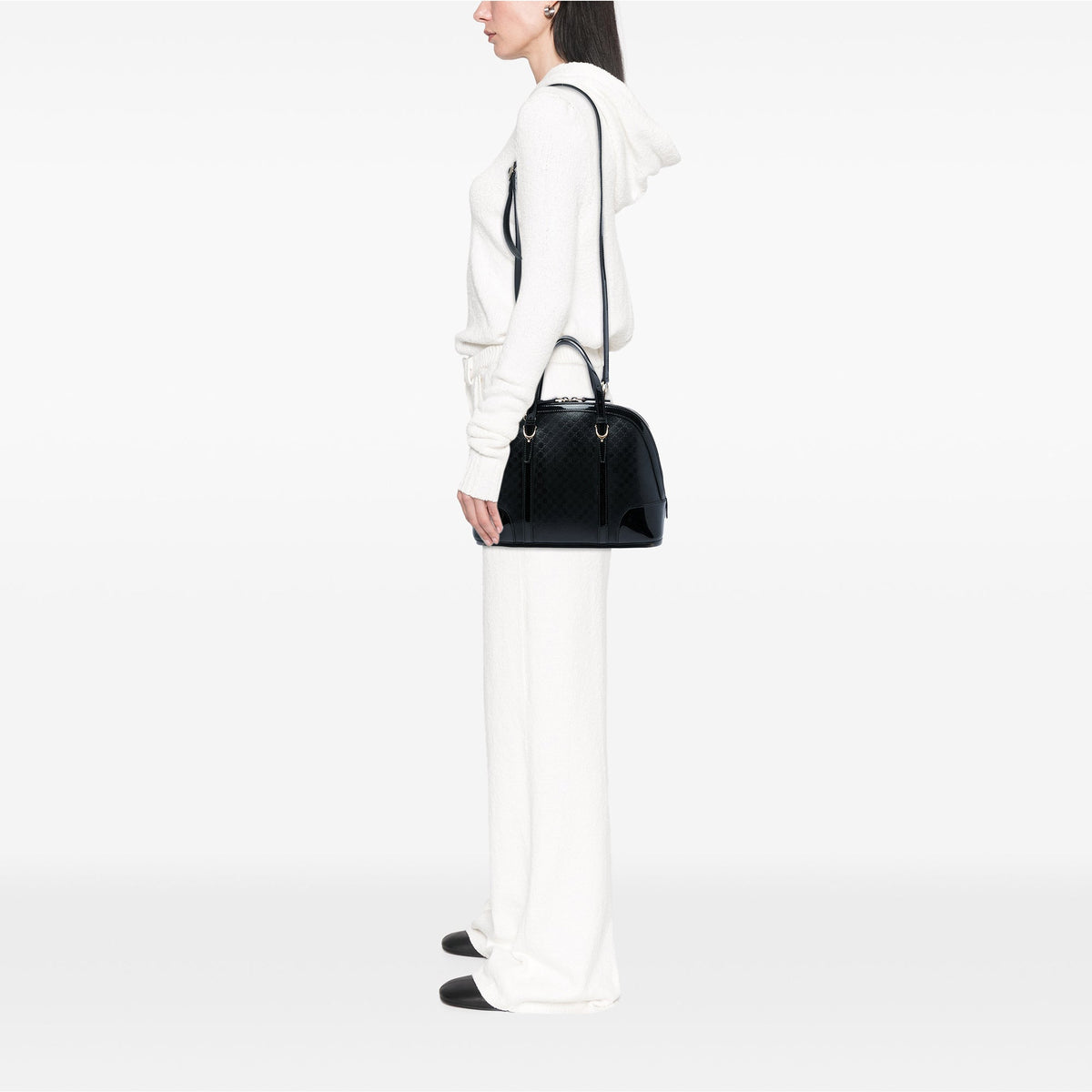 Gucci Small Microguccissima Patent Nice Satchel — Black