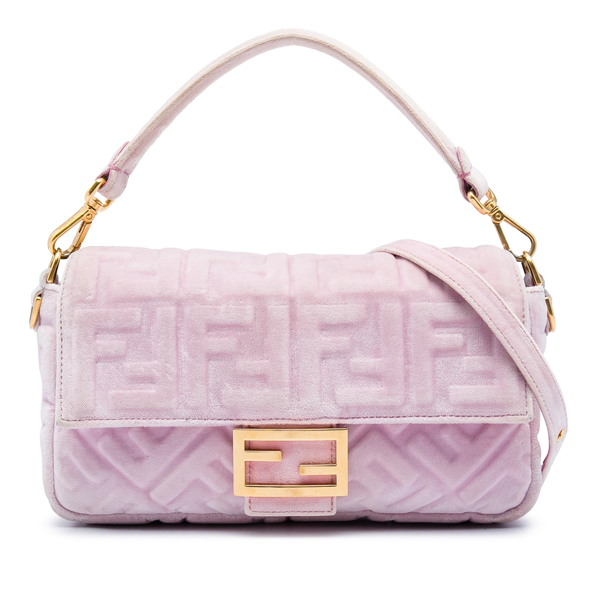 Fendi Zucca Embossed Velvet Baguette Satchel