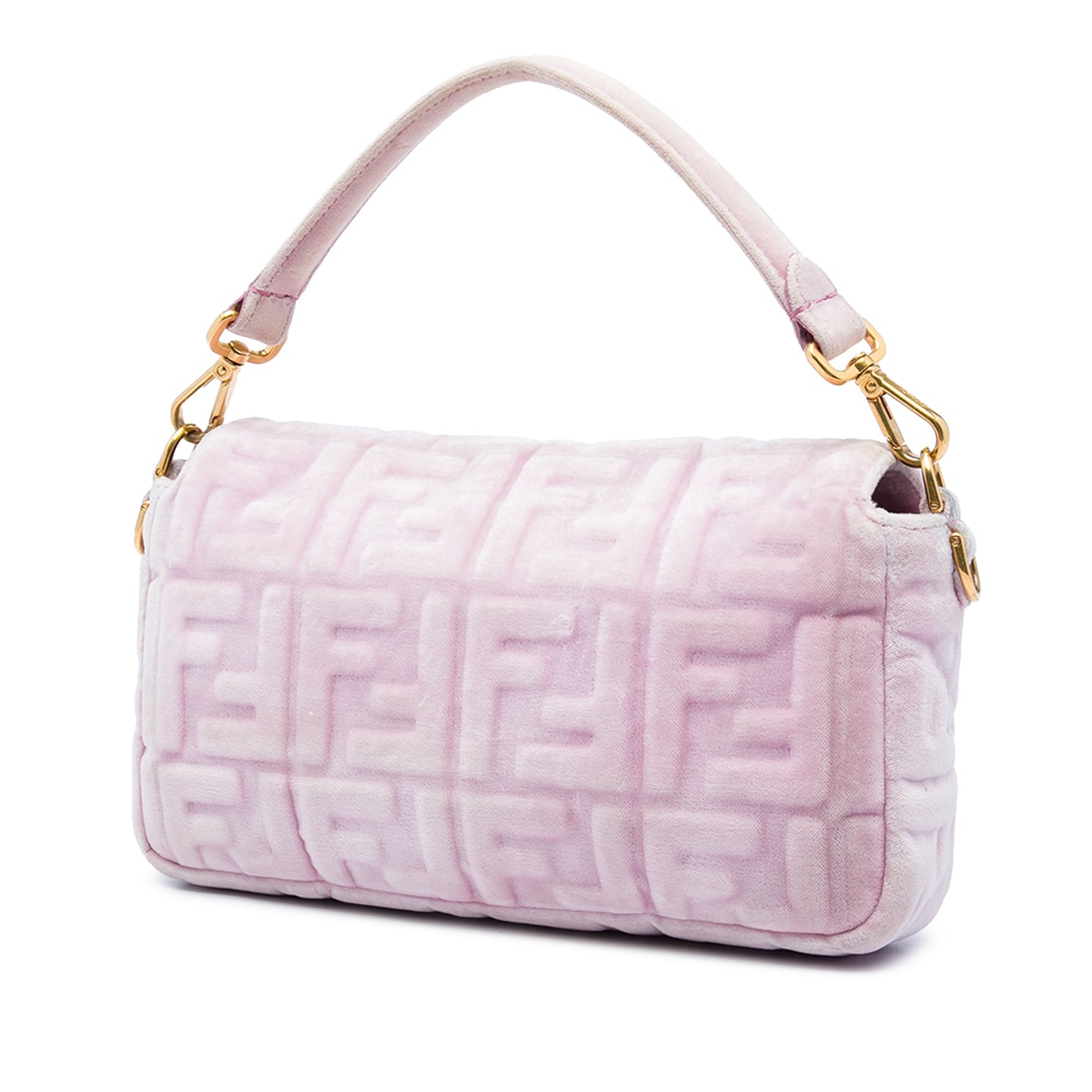 Fendi Zucca Embossed Velvet Baguette Satchel