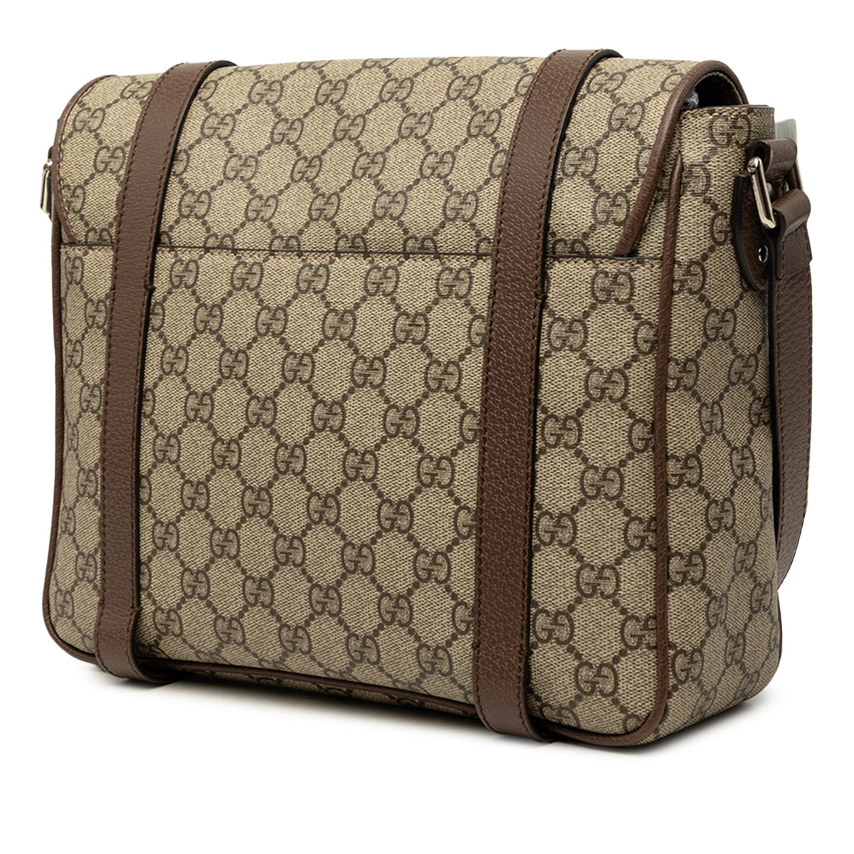 Gucci GG Supreme Textured Dollar Calfskin Retro Interlocking G Flap Messenger Bag