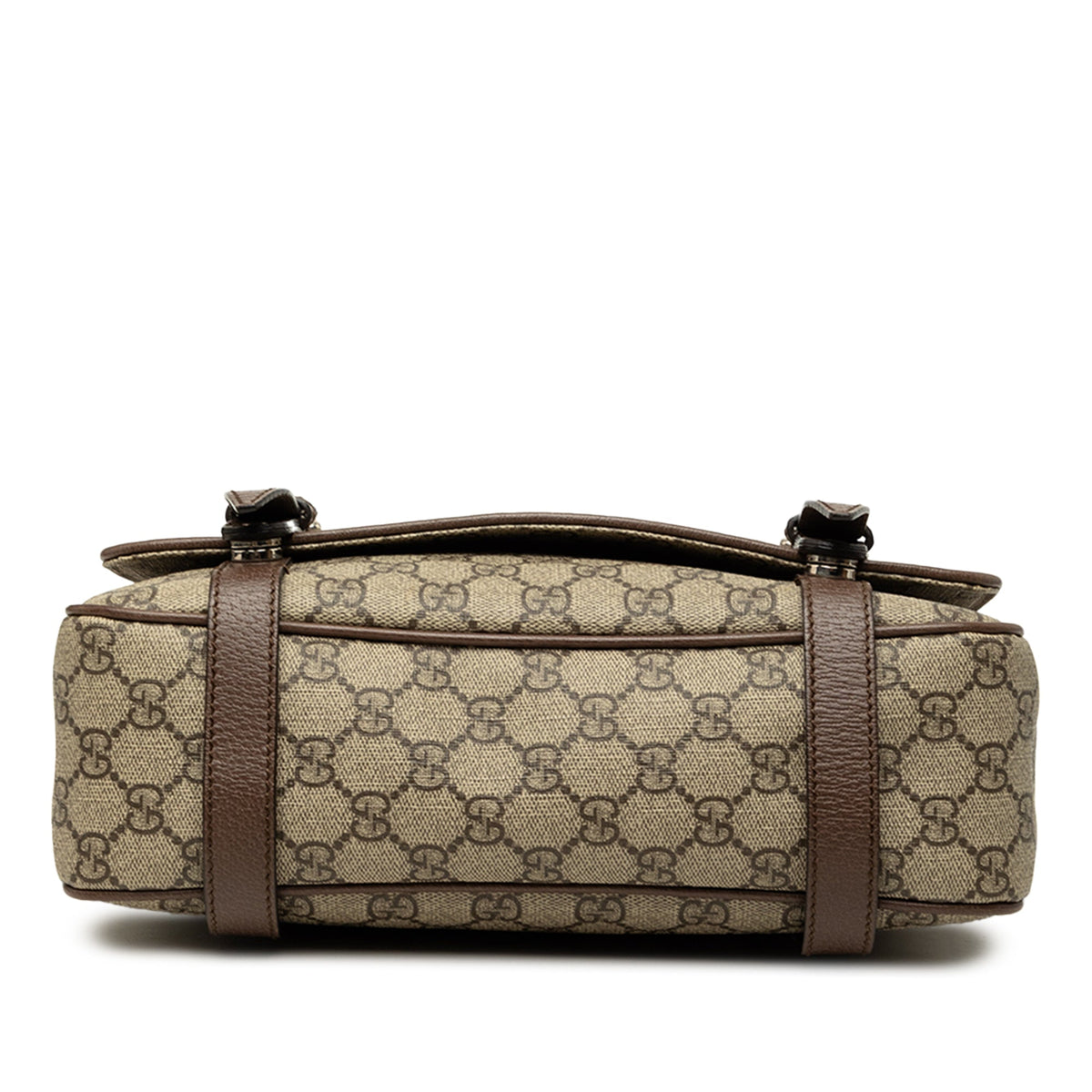 Gucci GG Supreme Textured Dollar Calfskin Retro Interlocking G Flap Messenger Bag