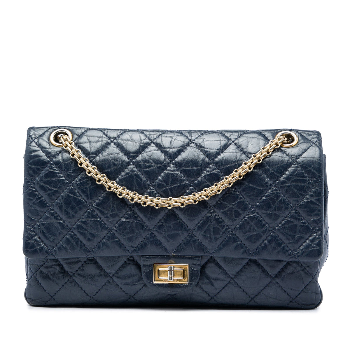 Chanel Quilted Aged Calfskin Reissue 2.55 Double Flap 226 — Blue