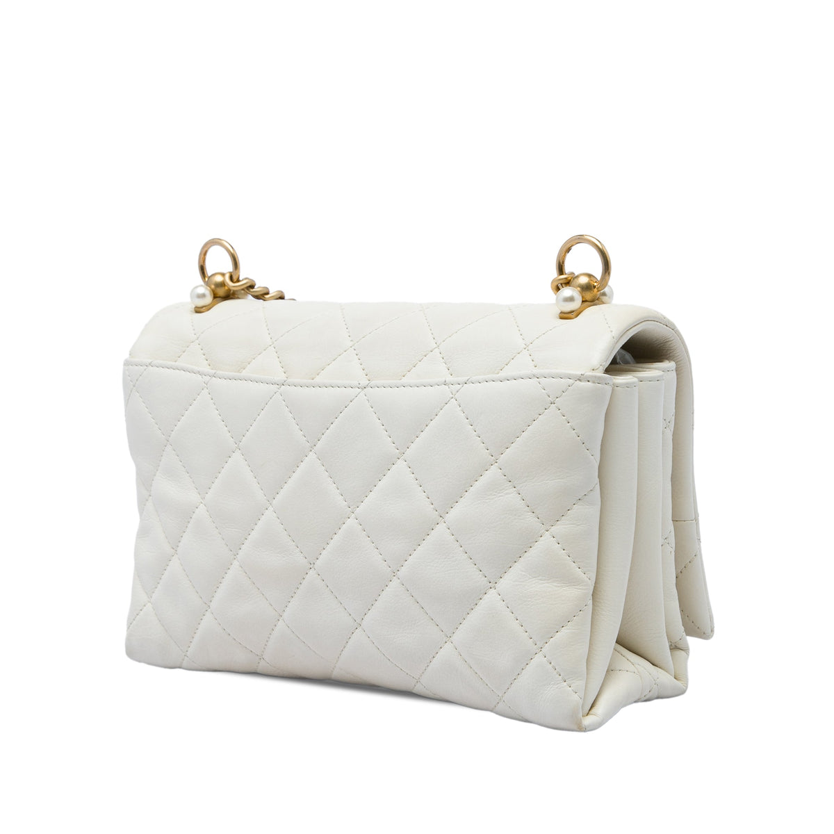 Chanel Small Quilted Calfskin Pearl CC Accordion Flap