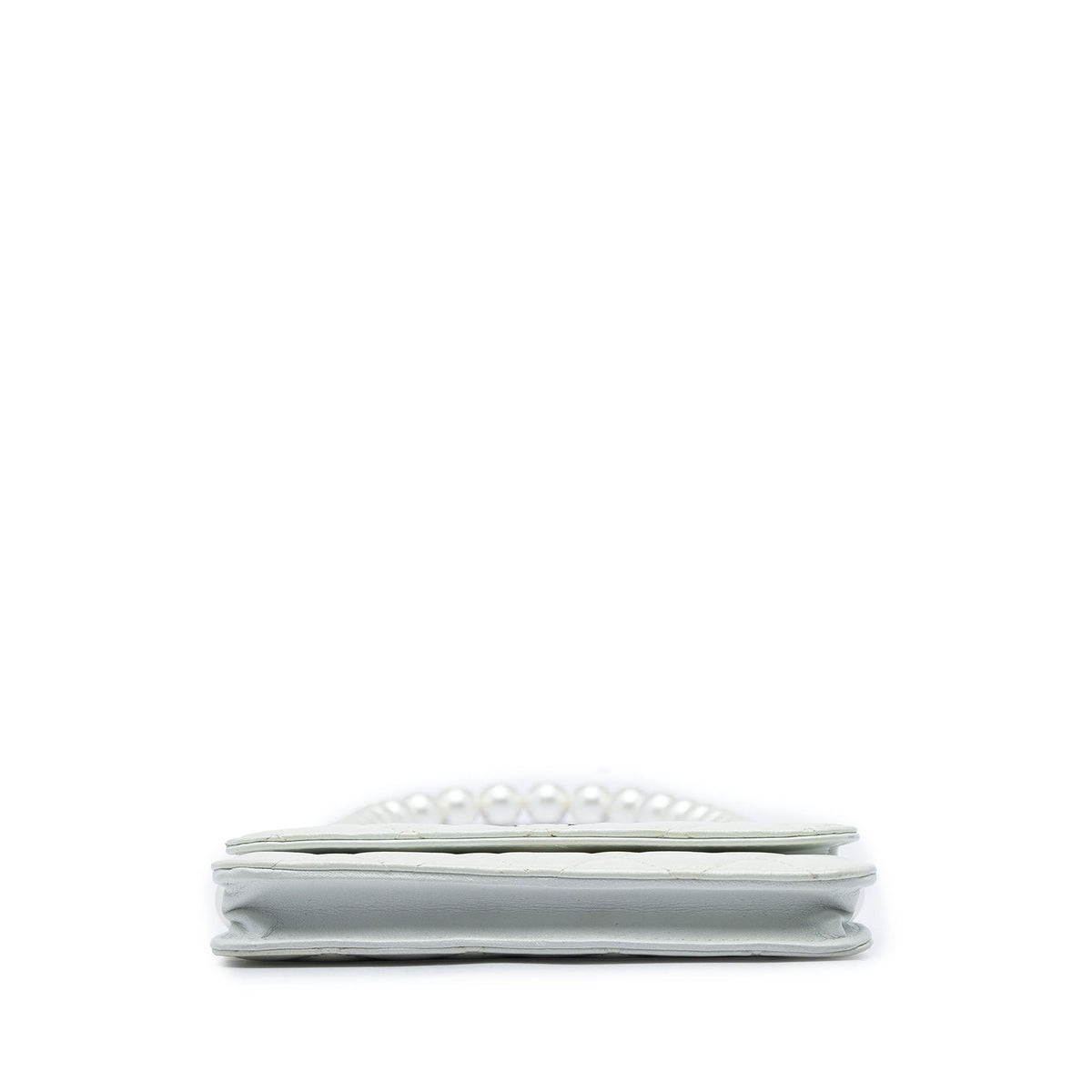Chanel CC Quilted Lambskin Maxi Pearl Chain Strap — White