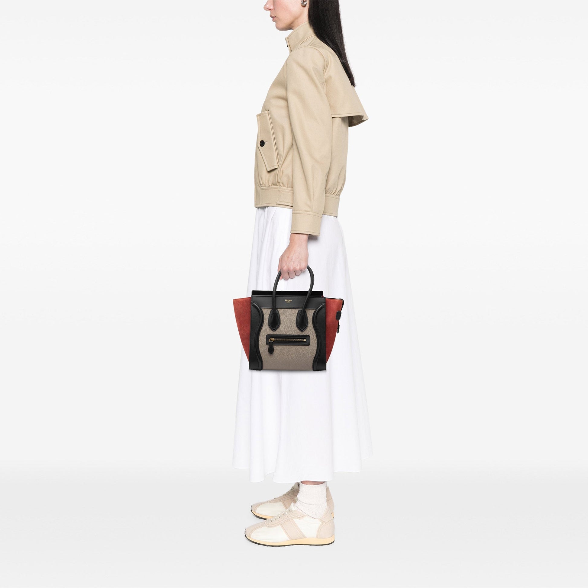 Celine Micro Tricolor Leather Luggage Tote