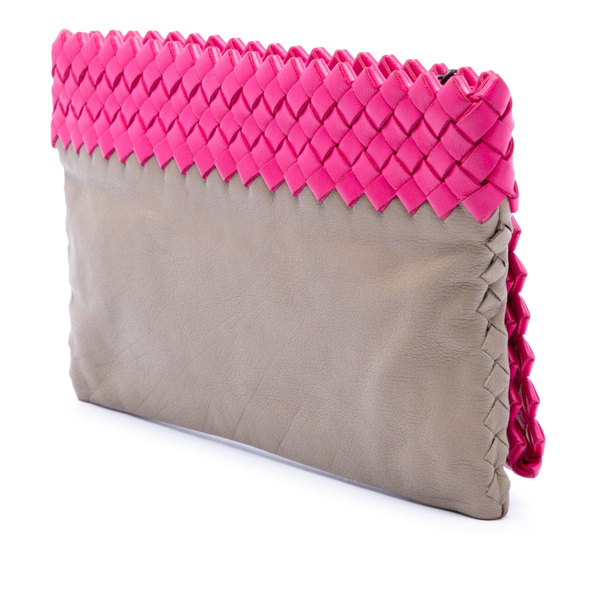 Bottega Veneta Intrecciato Trimmed Bicolor Nappa Clutch