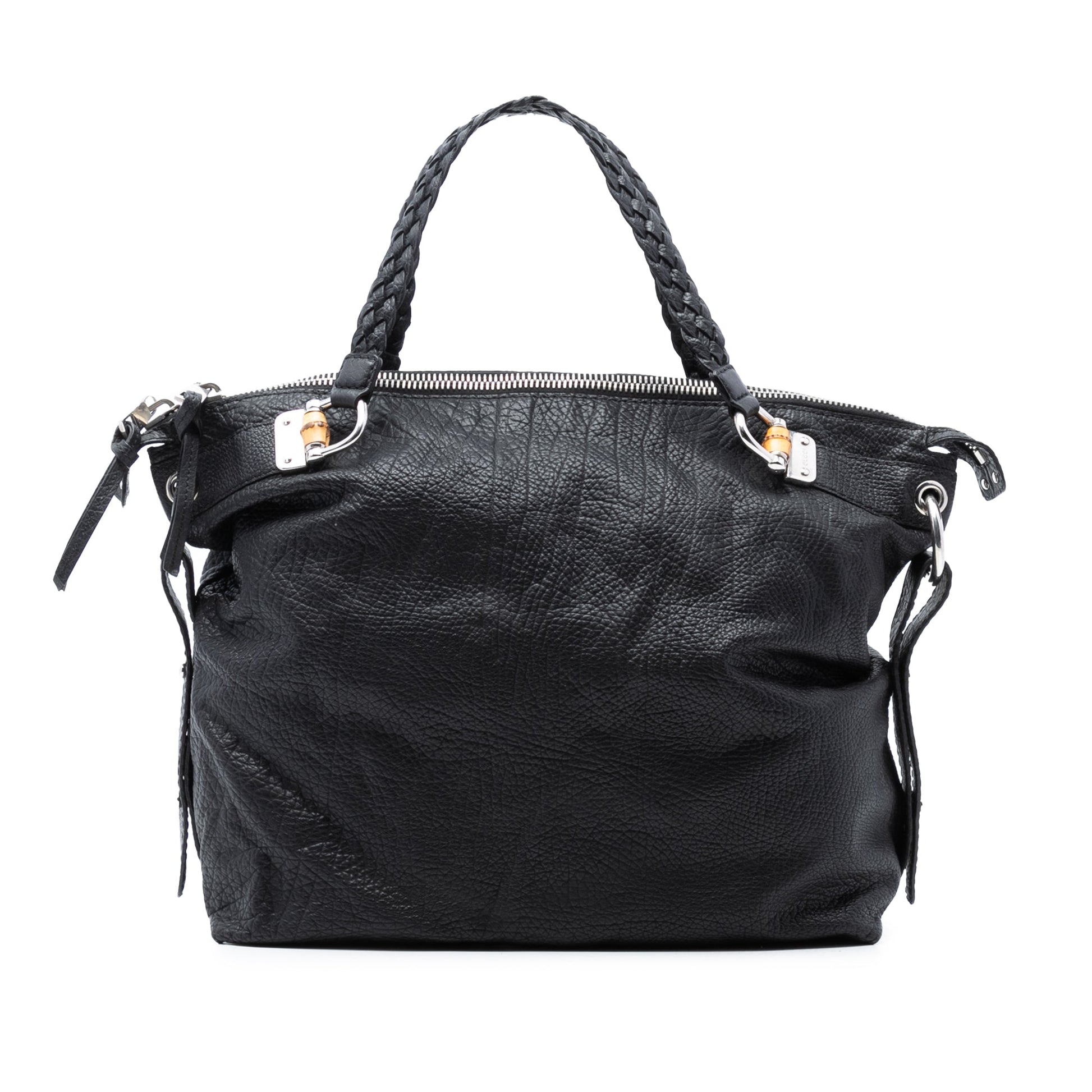Gucci Large Leather Bamboo Bar Tote