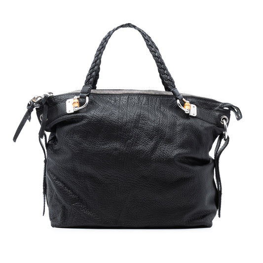 Gucci Large Leather Bamboo Bar Tote