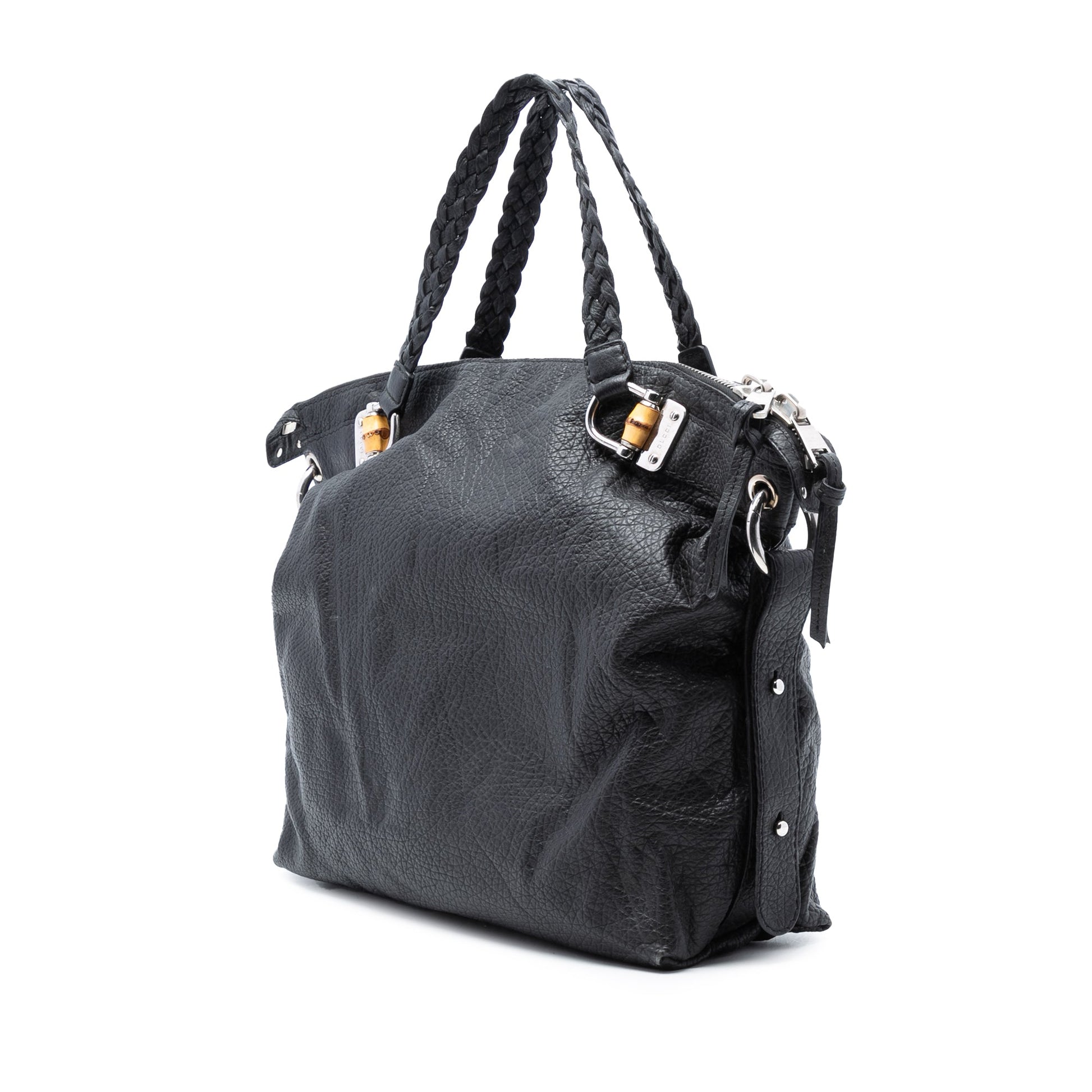 Gucci Large Leather Bamboo Bar Tote