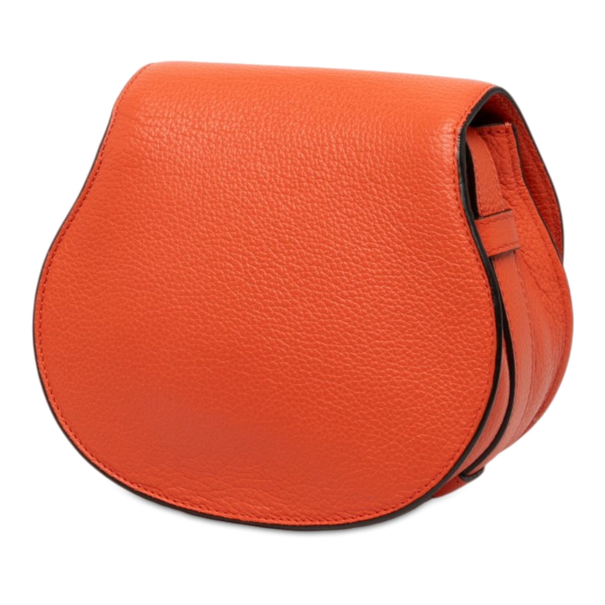 Chloé Small Grained Leather Marcie Saddle Crossbody — Orange