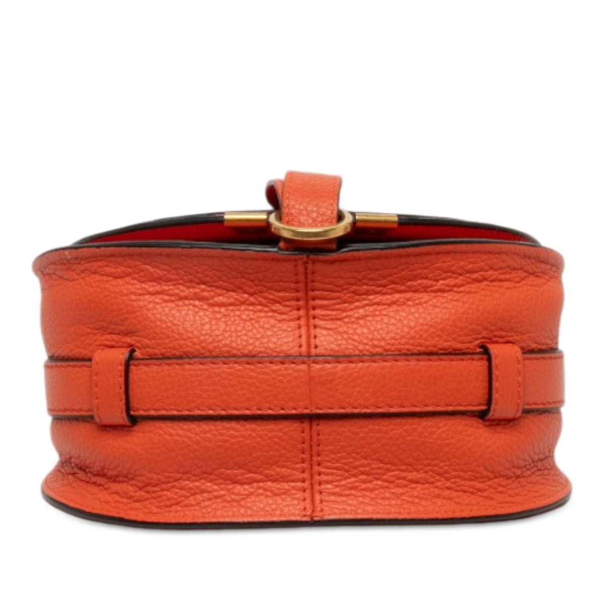 Chloé Small Grained Leather Marcie Saddle Crossbody — Orange