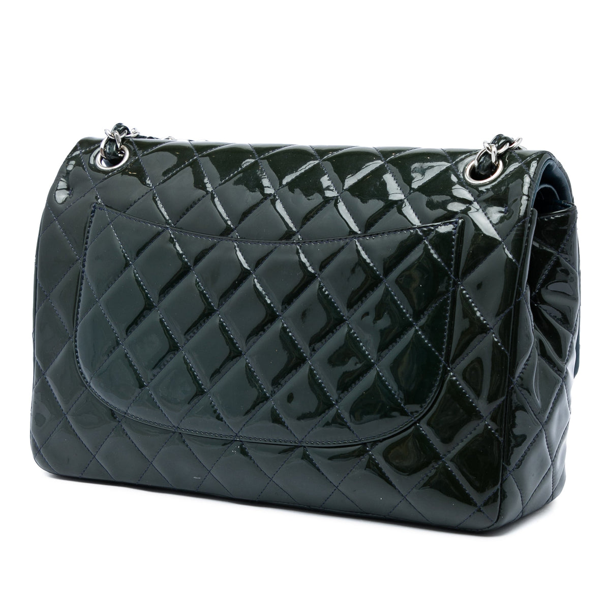 Chanel Jumbo Classic Patent Double Flap — Green