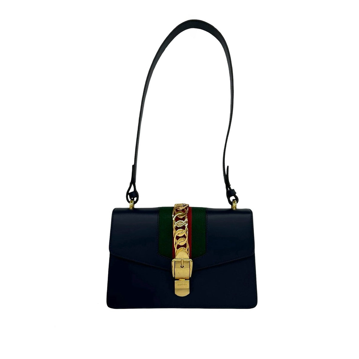 Gucci Small Calfskin Web Sylvie Satchel