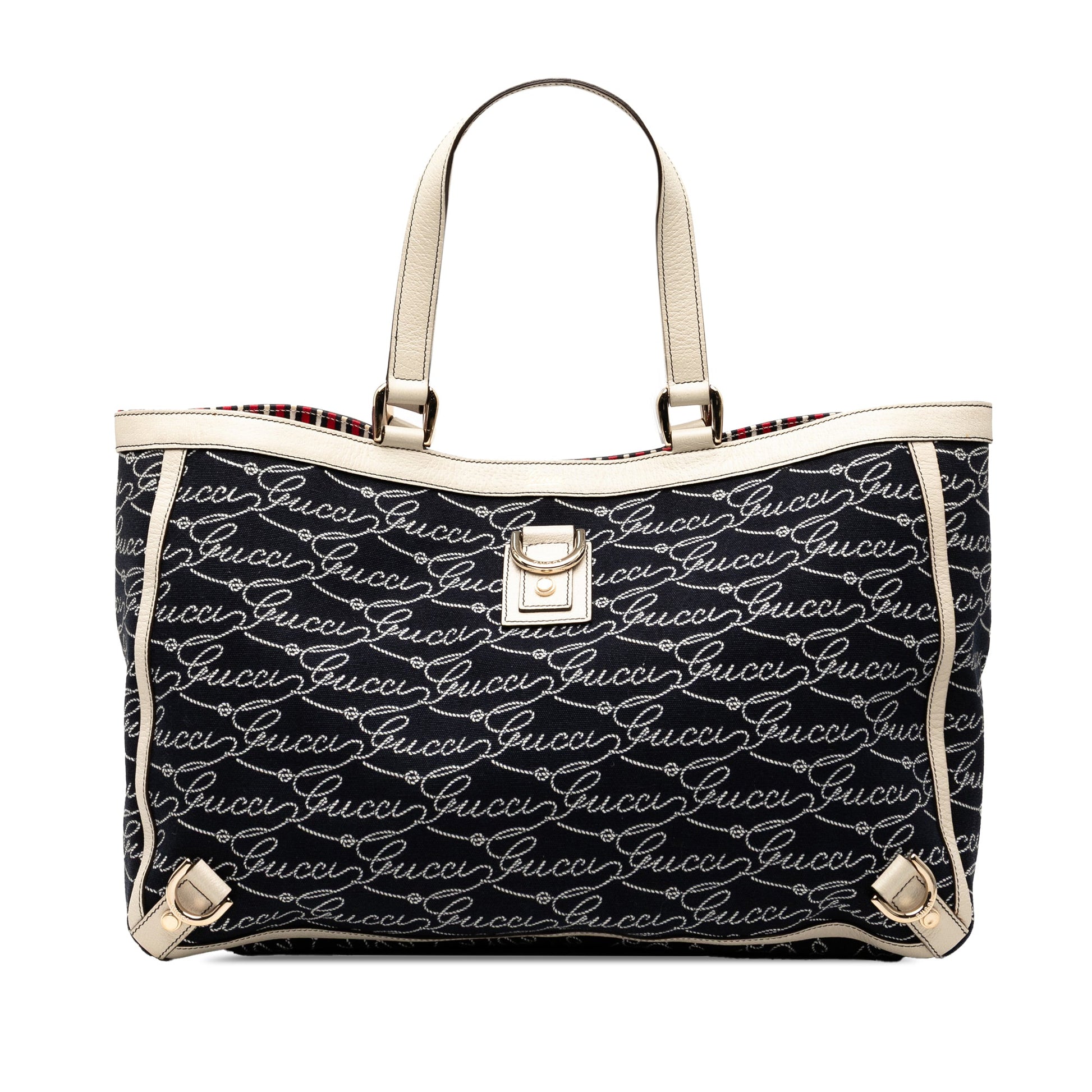 Gucci 85th Anniversary Canvas Logo Abbey D Ring Tote