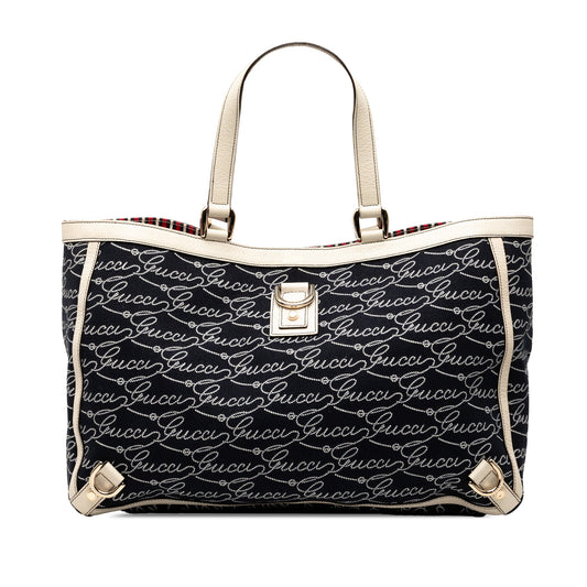 Gucci 85th Anniversary Canvas Logo Abbey D Ring Tote