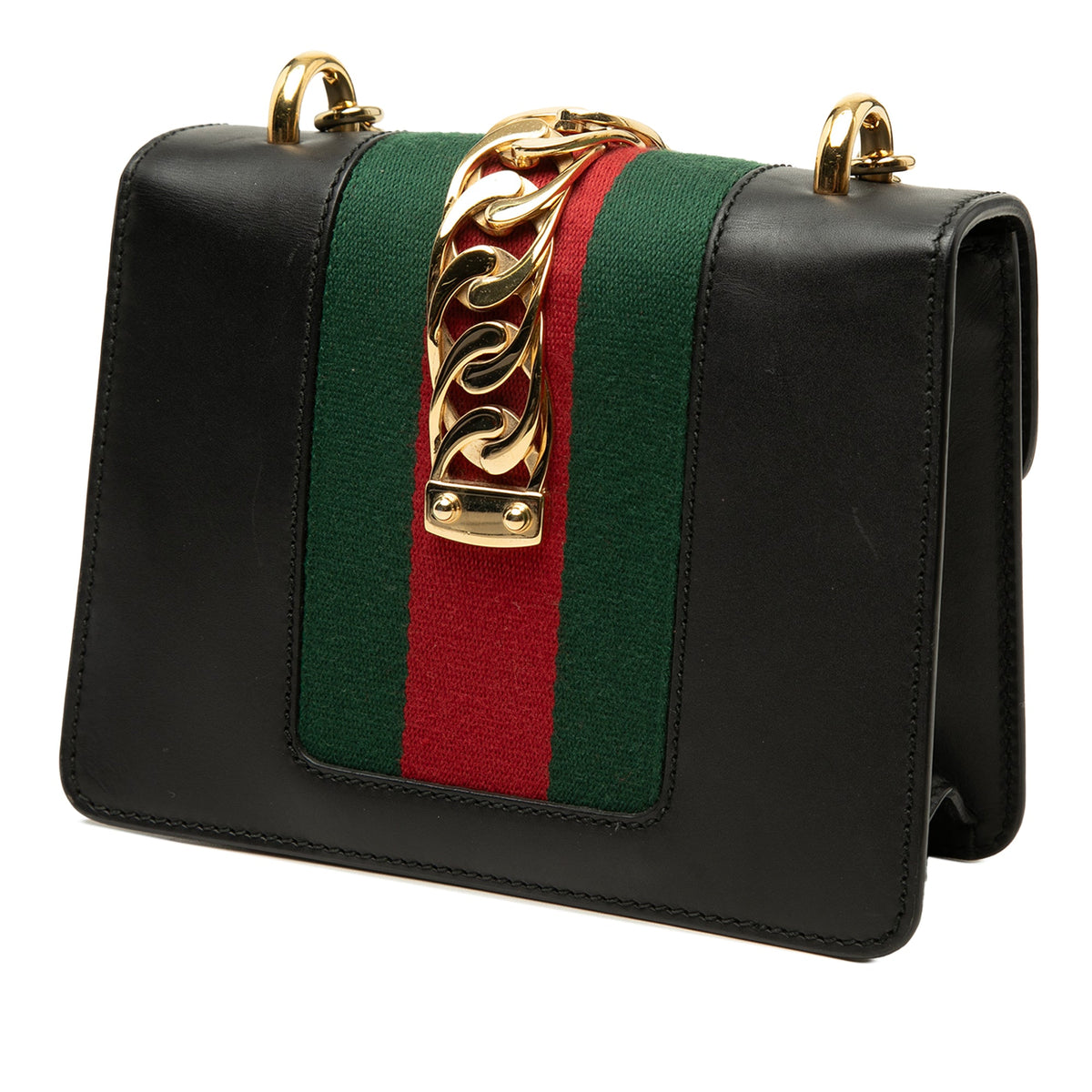 Gucci Mini Calfskin Web Sylvie Chain Satchel