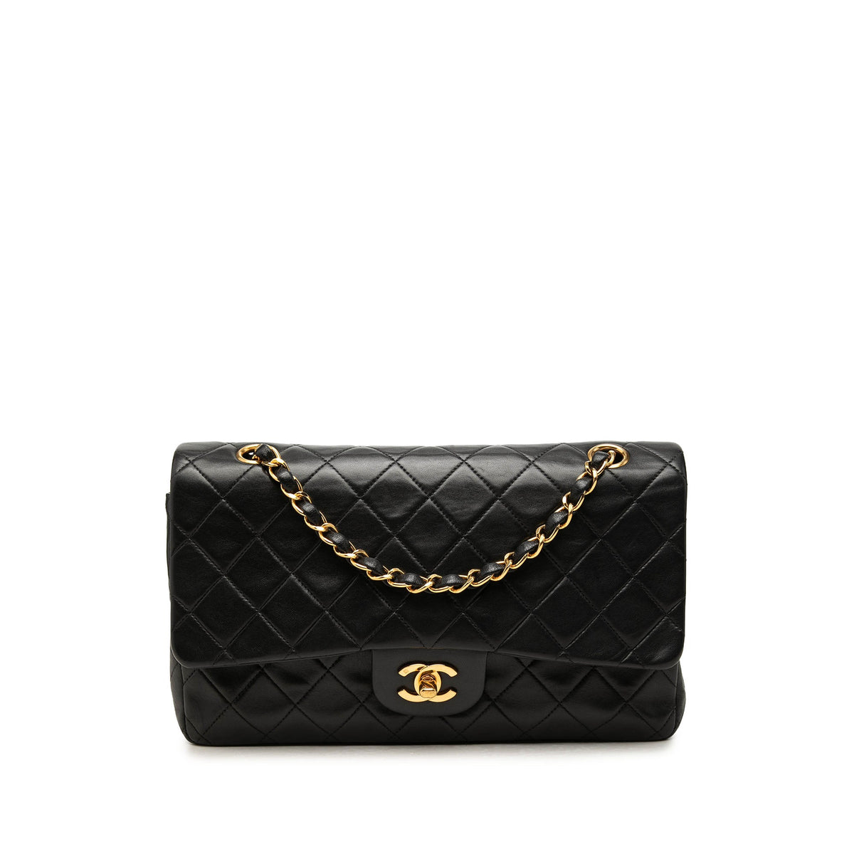 Chanel Medium Classic Lambskin Double Flap — Black