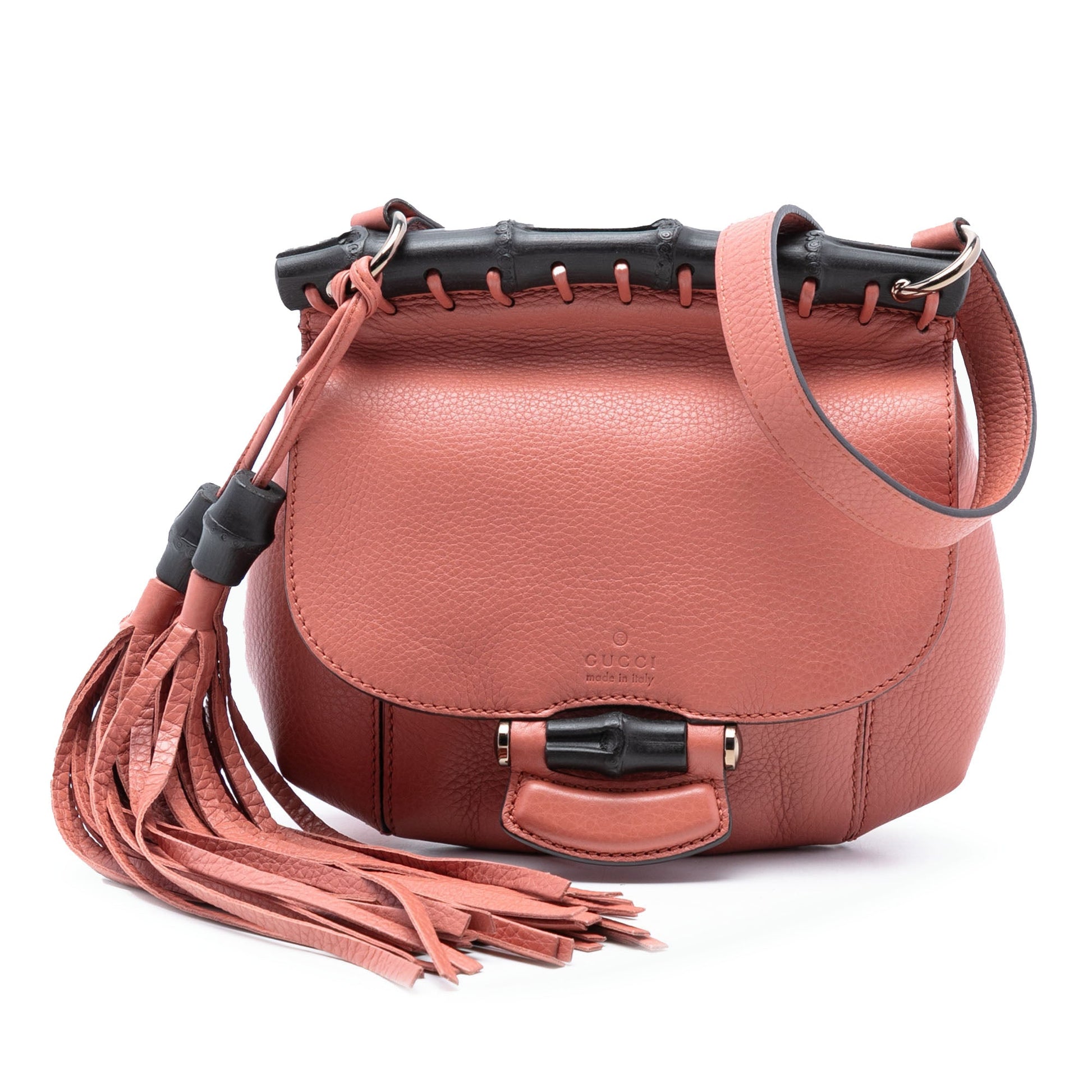 Gucci Small Leather Bamboo Nouveau Fringe Crossbody