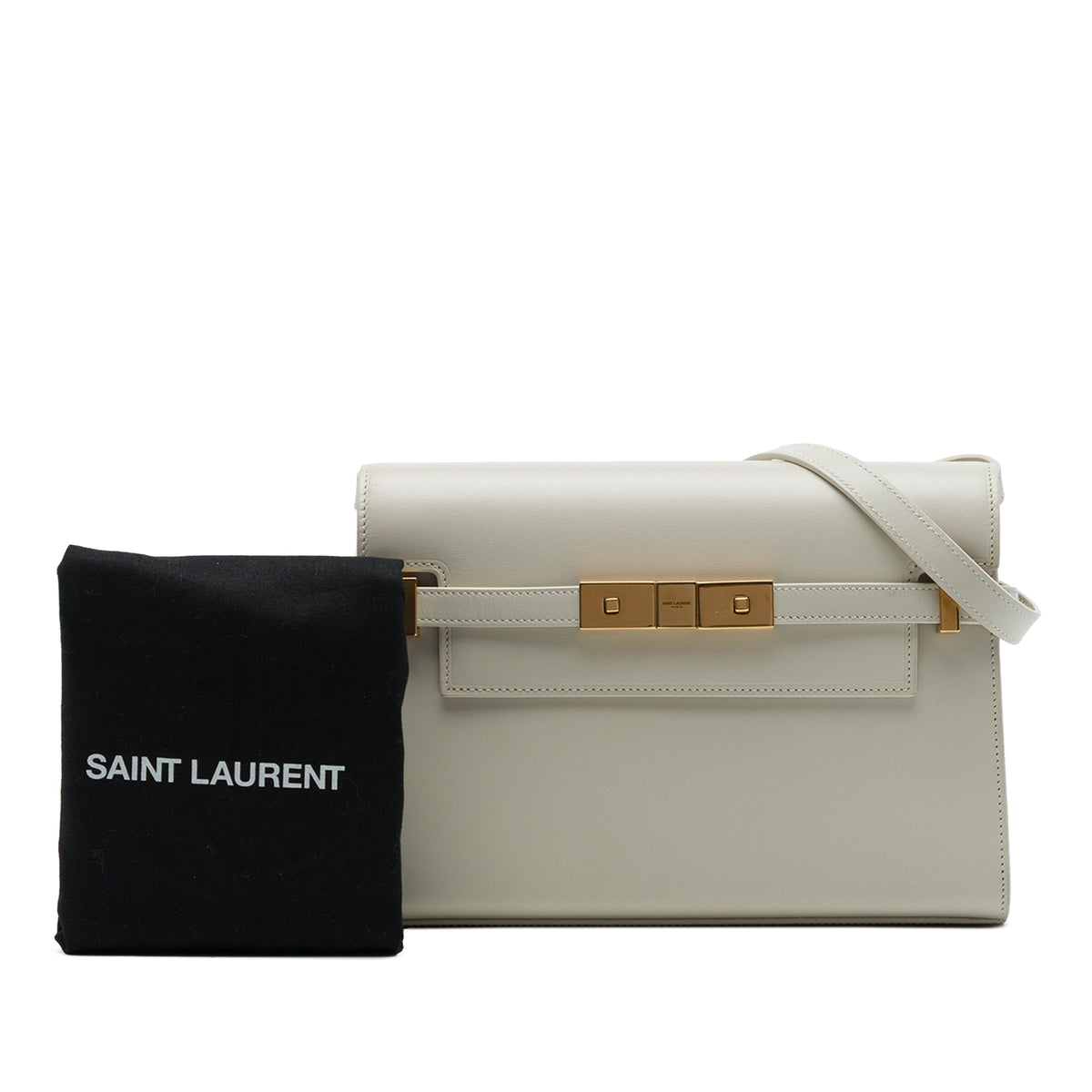 Saint Laurent Small Smooth Calfskin Manhattan Shoulder Bag — White