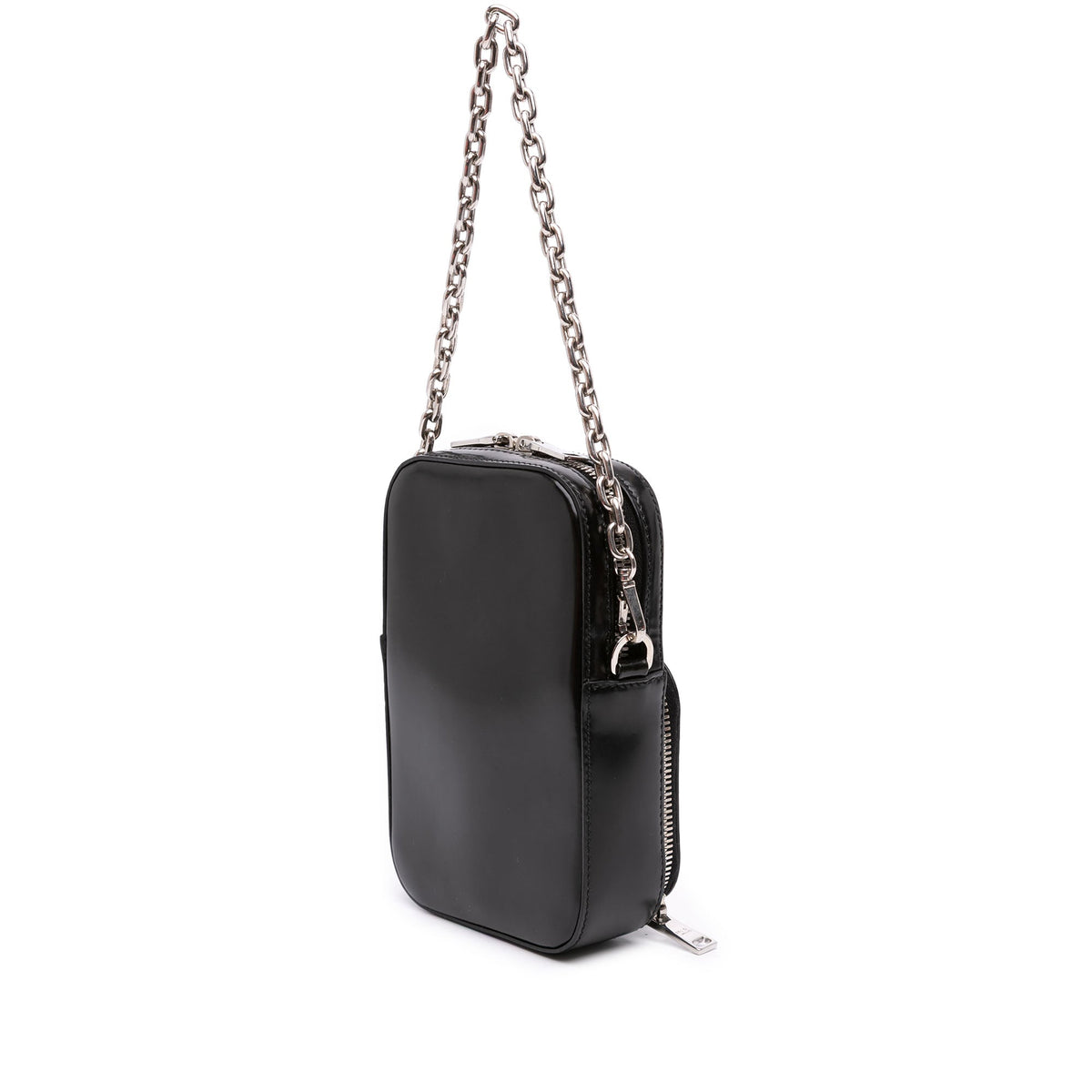 Prada Mini Brushed Leather Phone Pouch — Black