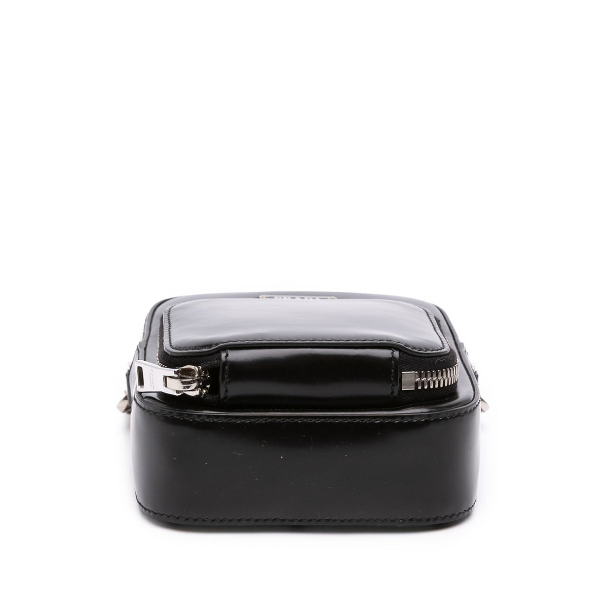 Prada Mini Brushed Leather Phone Pouch — Black