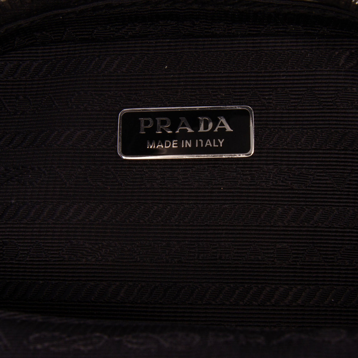 Prada Mini Brushed Leather Phone Pouch — Black