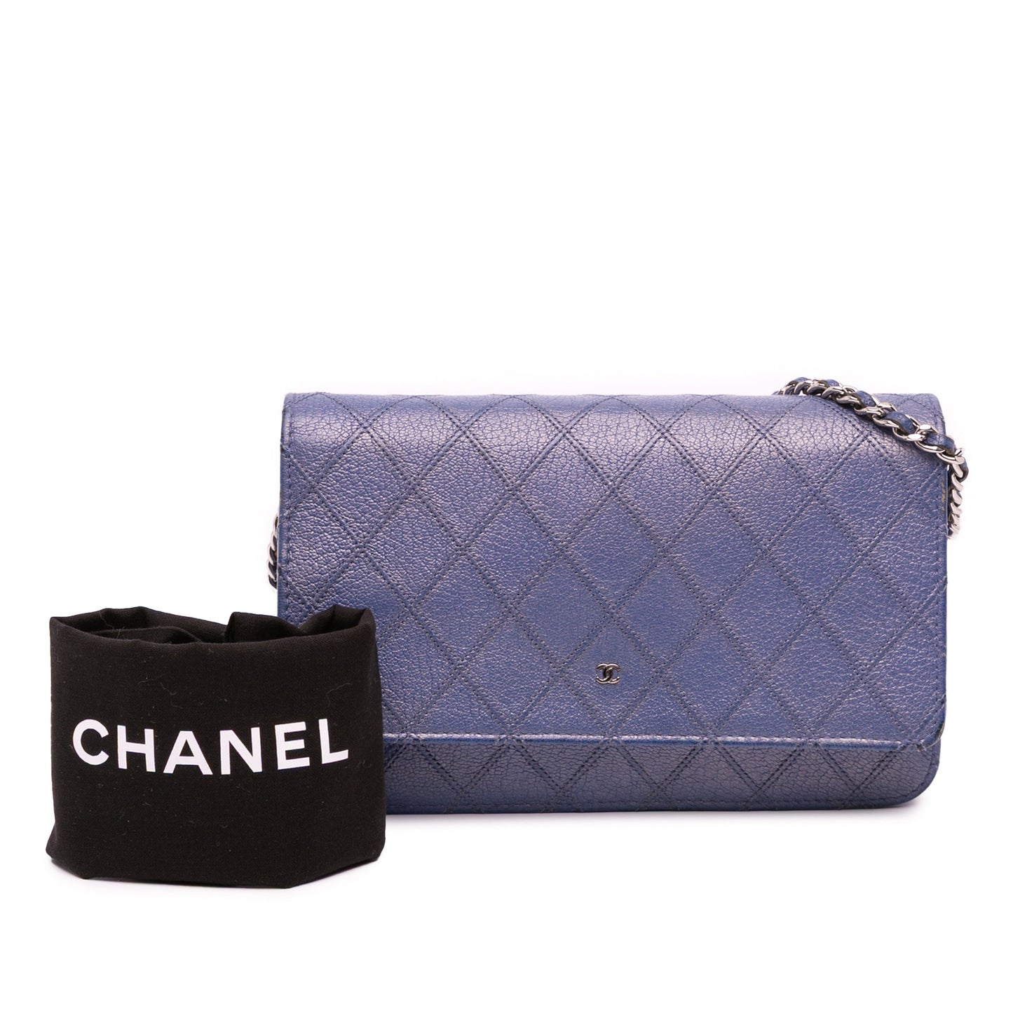 Chanel CC Calfskin Double Stitched Wallet on Chain
