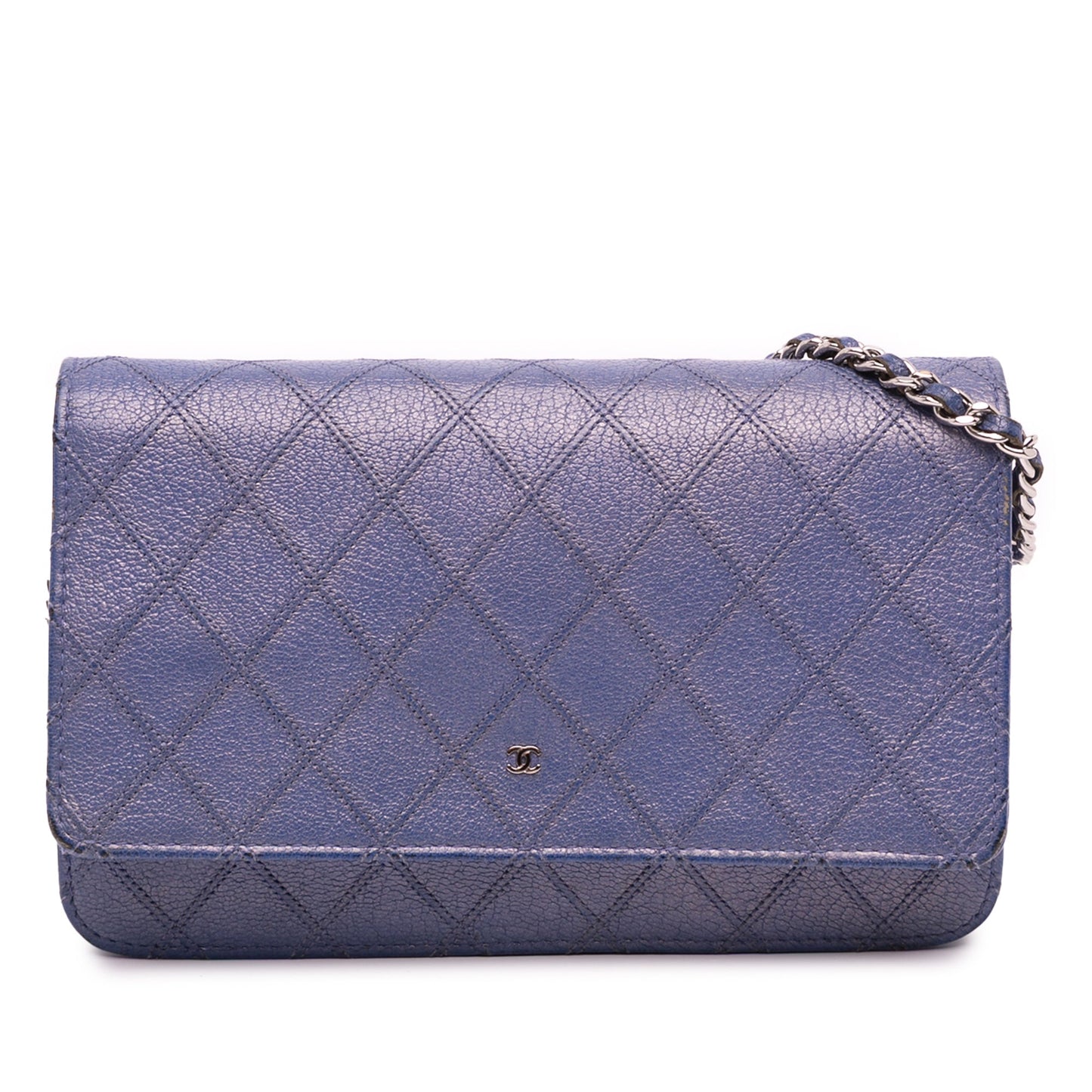 Chanel CC Calfskin Double Stitched Wallet on Chain