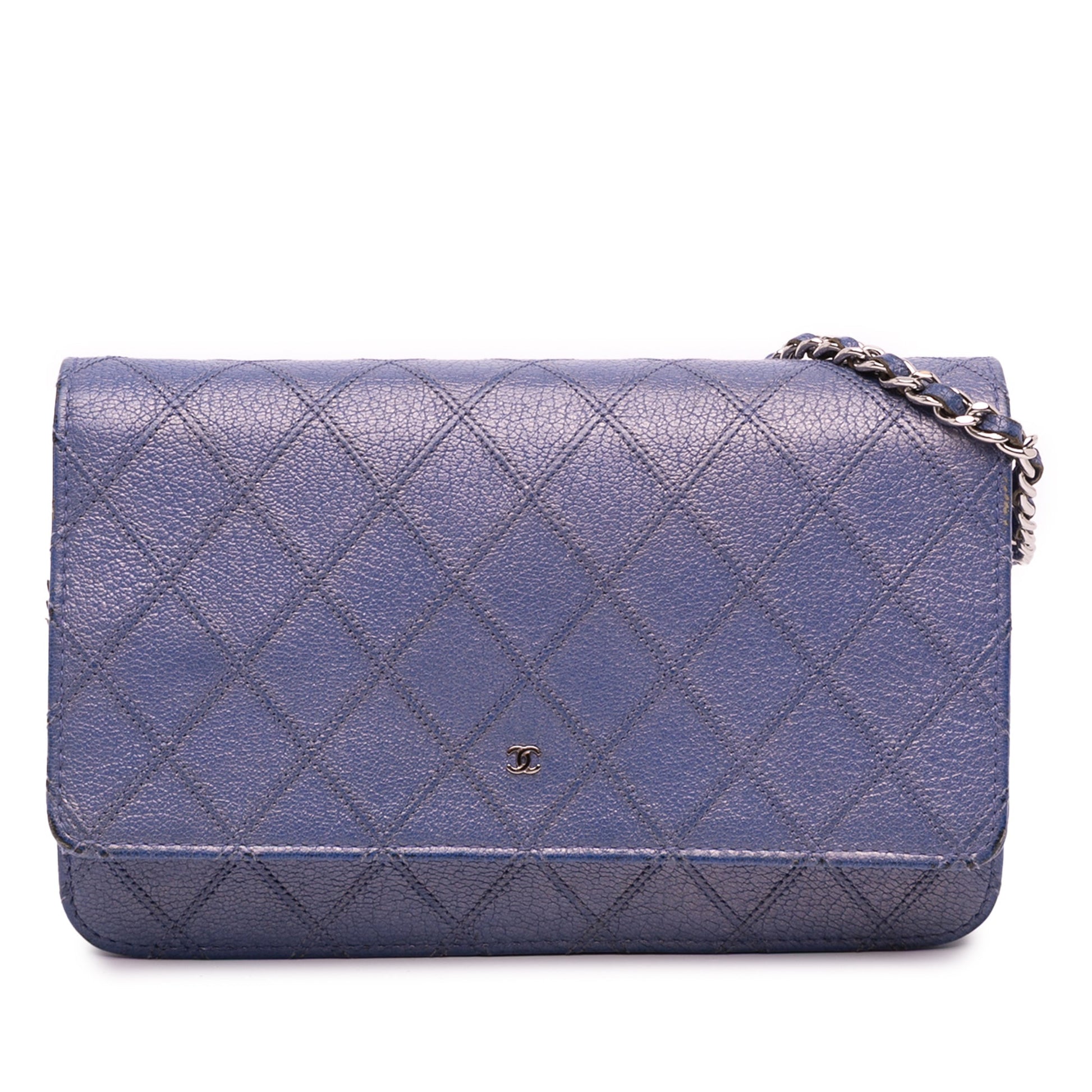 Chanel CC Calfskin Double Stitched Wallet on Chain