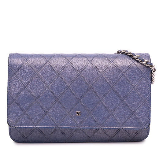 Chanel CC Calfskin Double Stitched Wallet on Chain