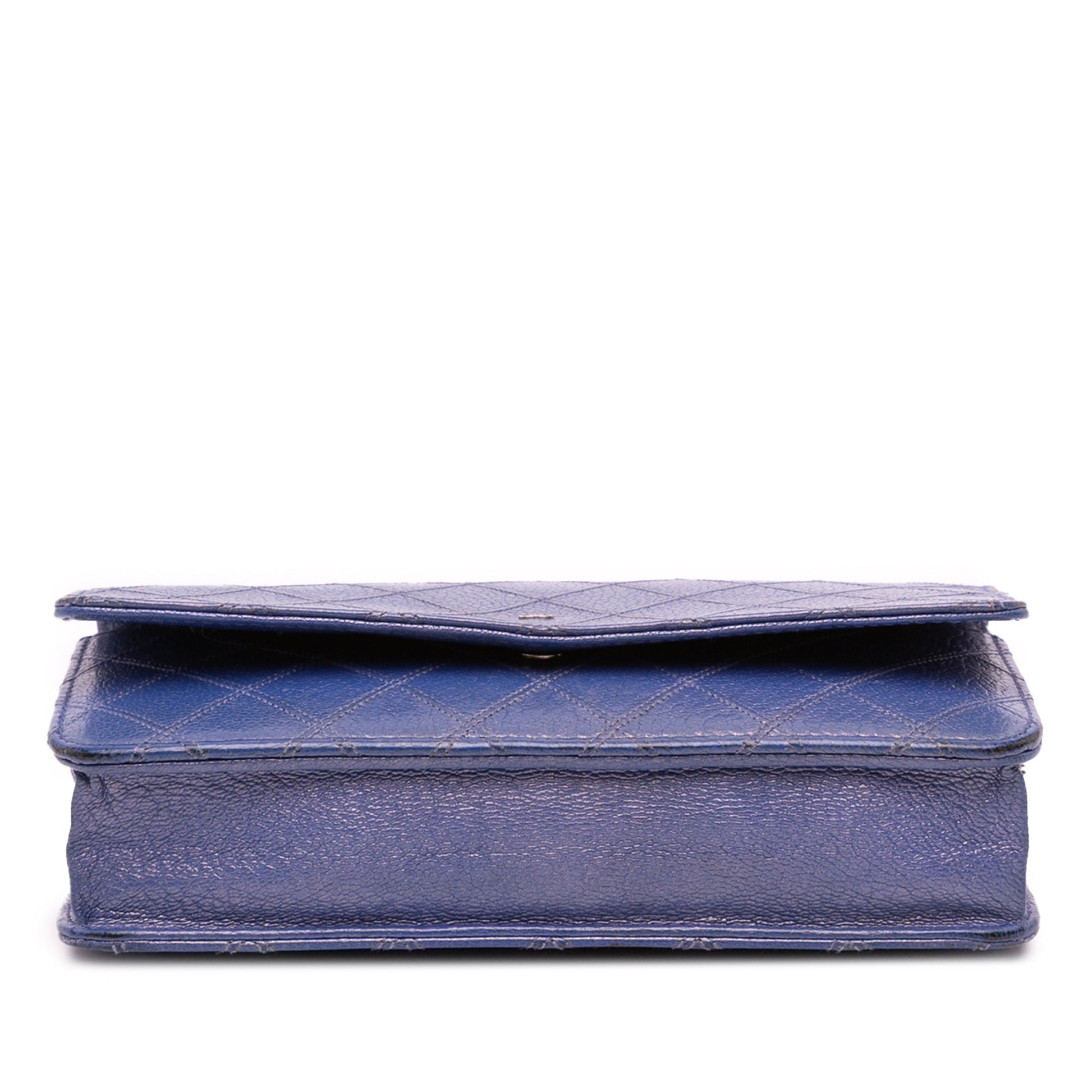 Chanel CC Calfskin Double Stitched Wallet on Chain