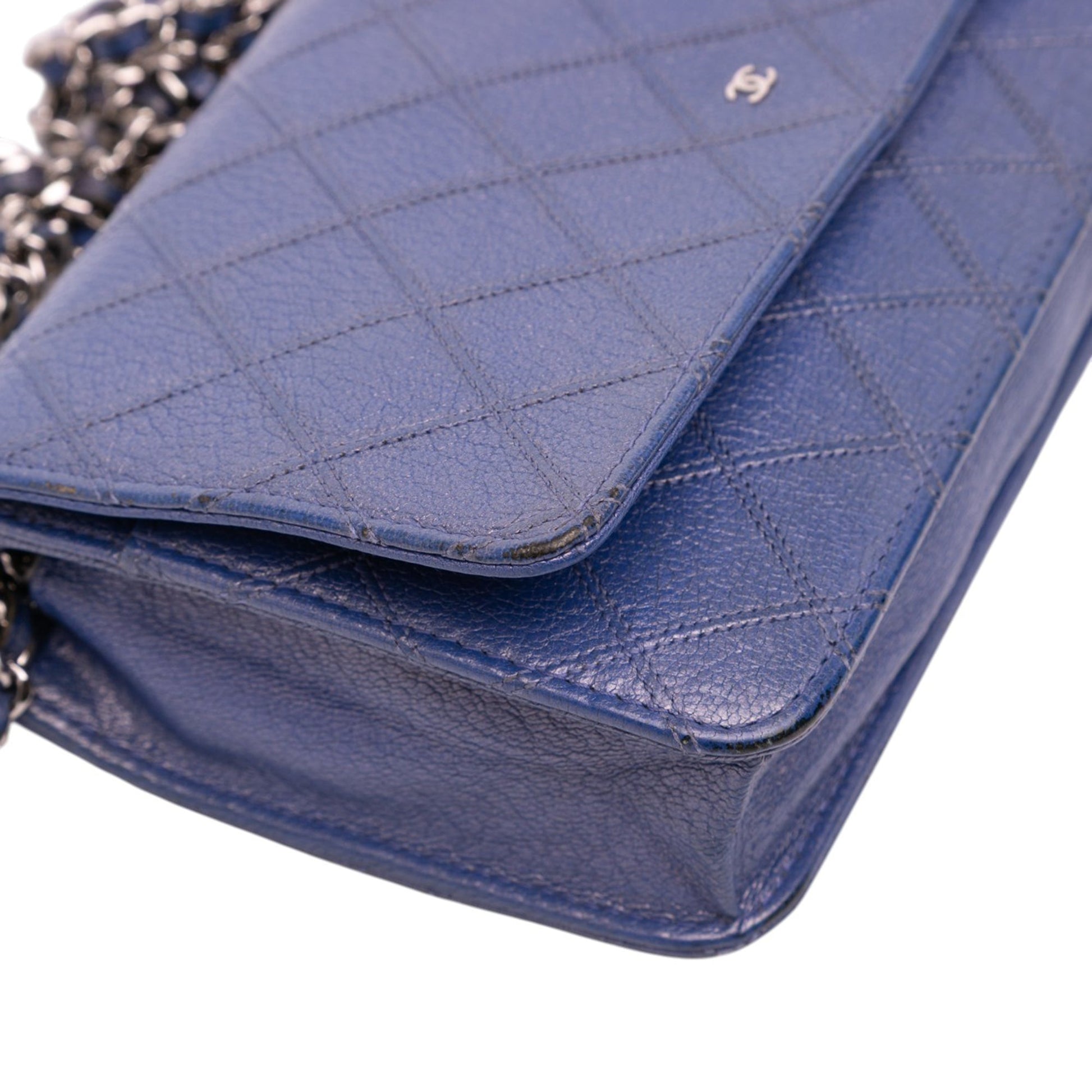 Chanel CC Calfskin Double Stitched Wallet on Chain