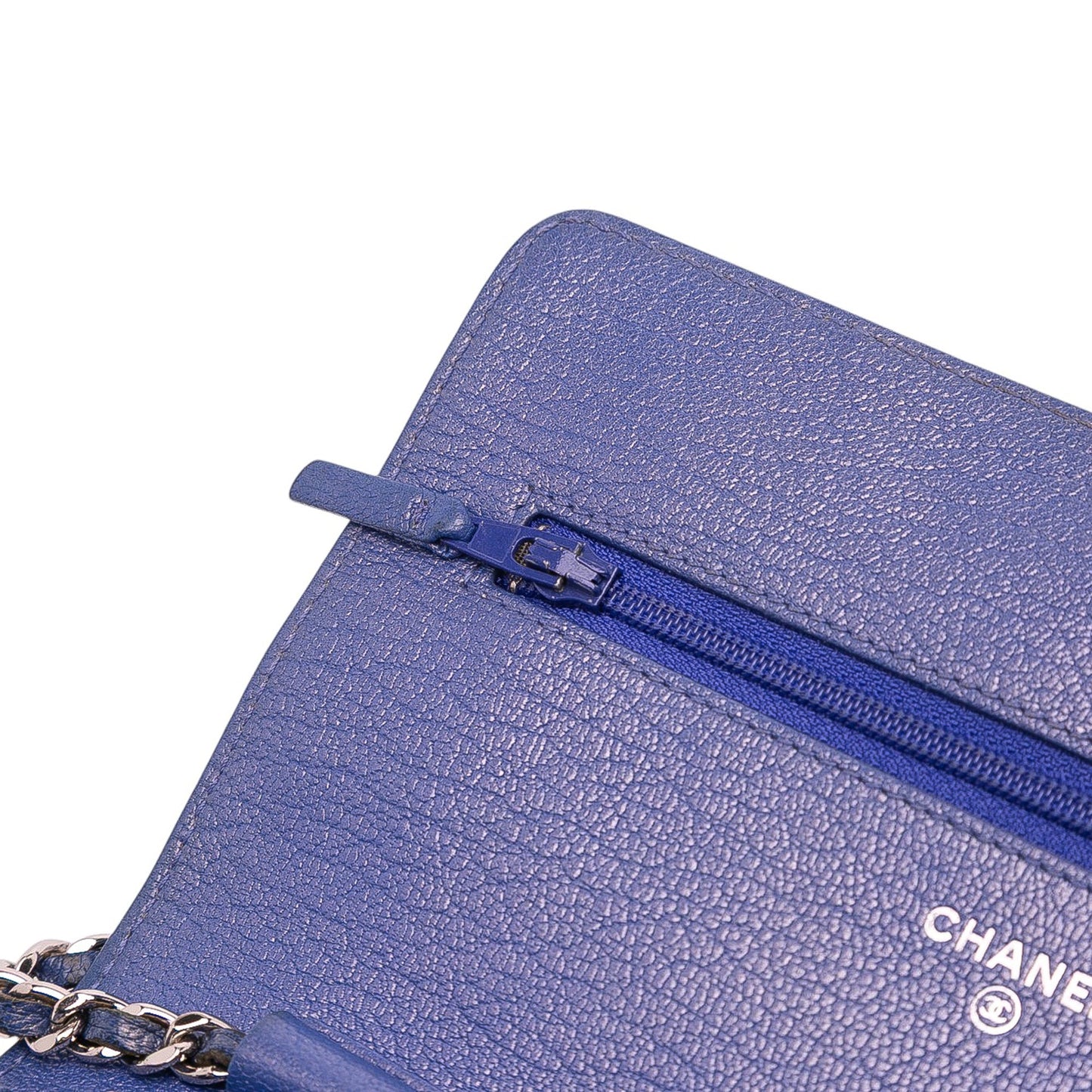 Chanel CC Calfskin Double Stitched Wallet on Chain