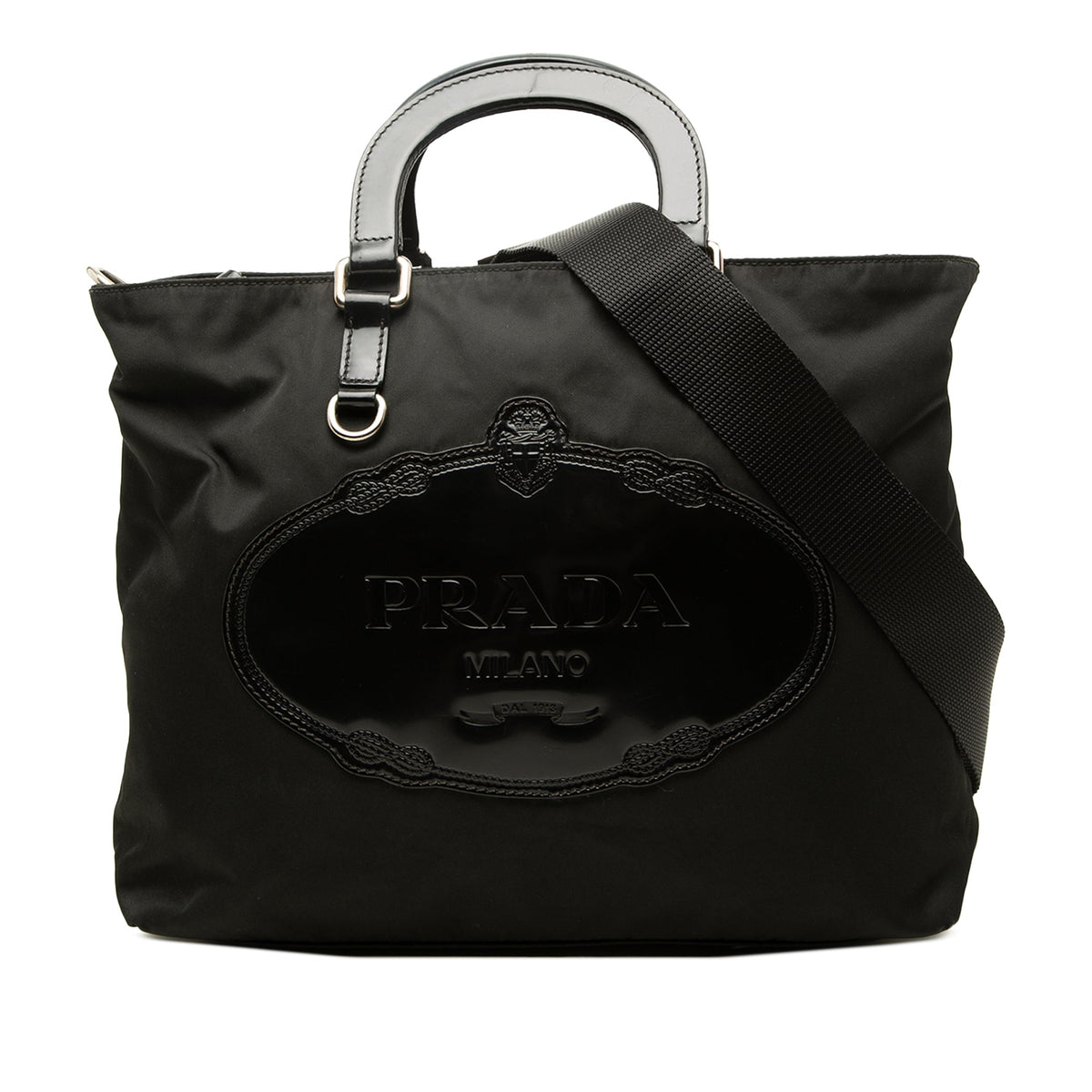 Prada Tessuto Canapa Logo Satchel — Black