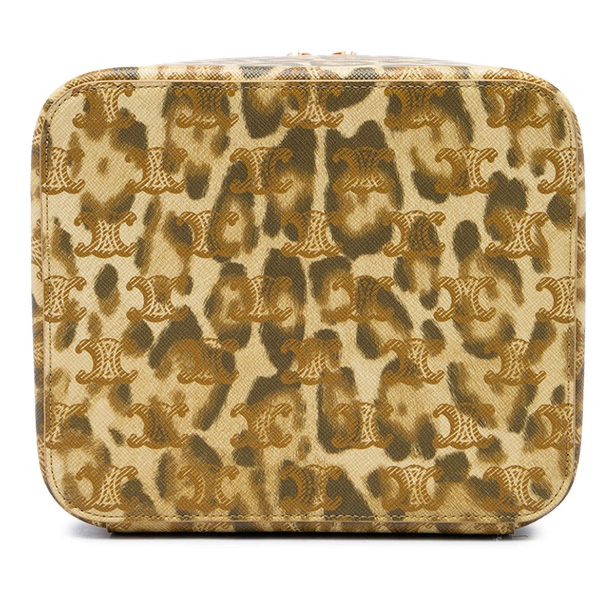 Celine Triomphe Coated Canvas Leopard Print Vanity Case — Beige