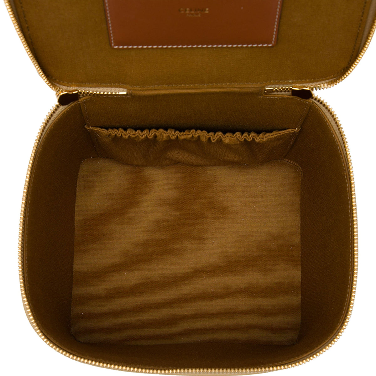 Celine Triomphe Coated Canvas Leopard Print Vanity Case — Beige