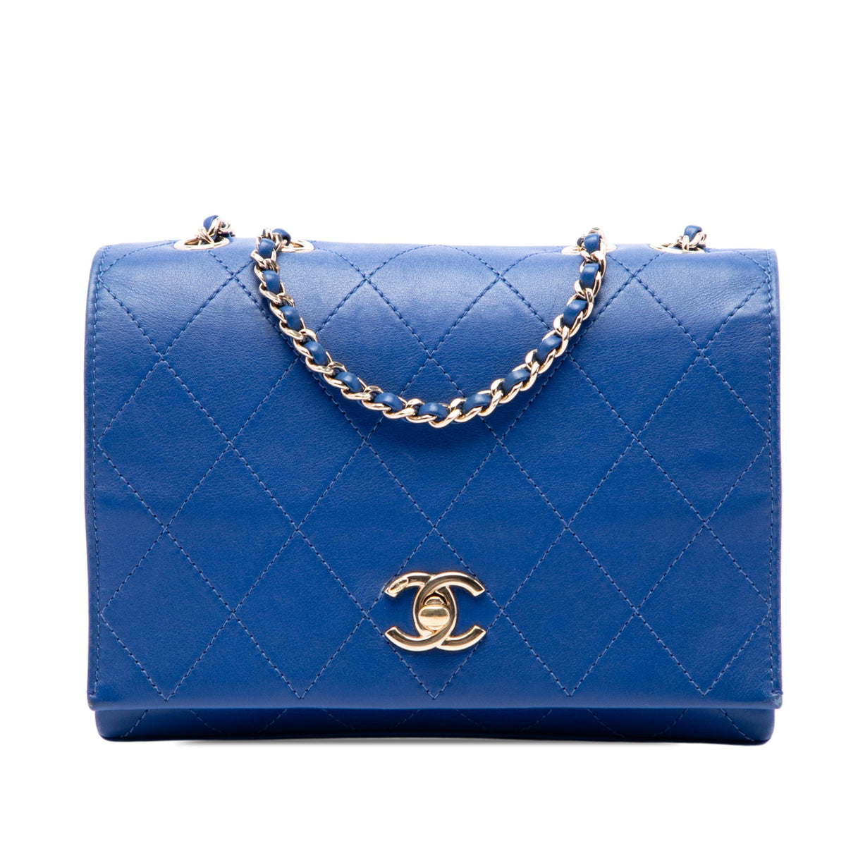 Chanel CC Quilted Calfskin Diamond Stitched Flap — Blue