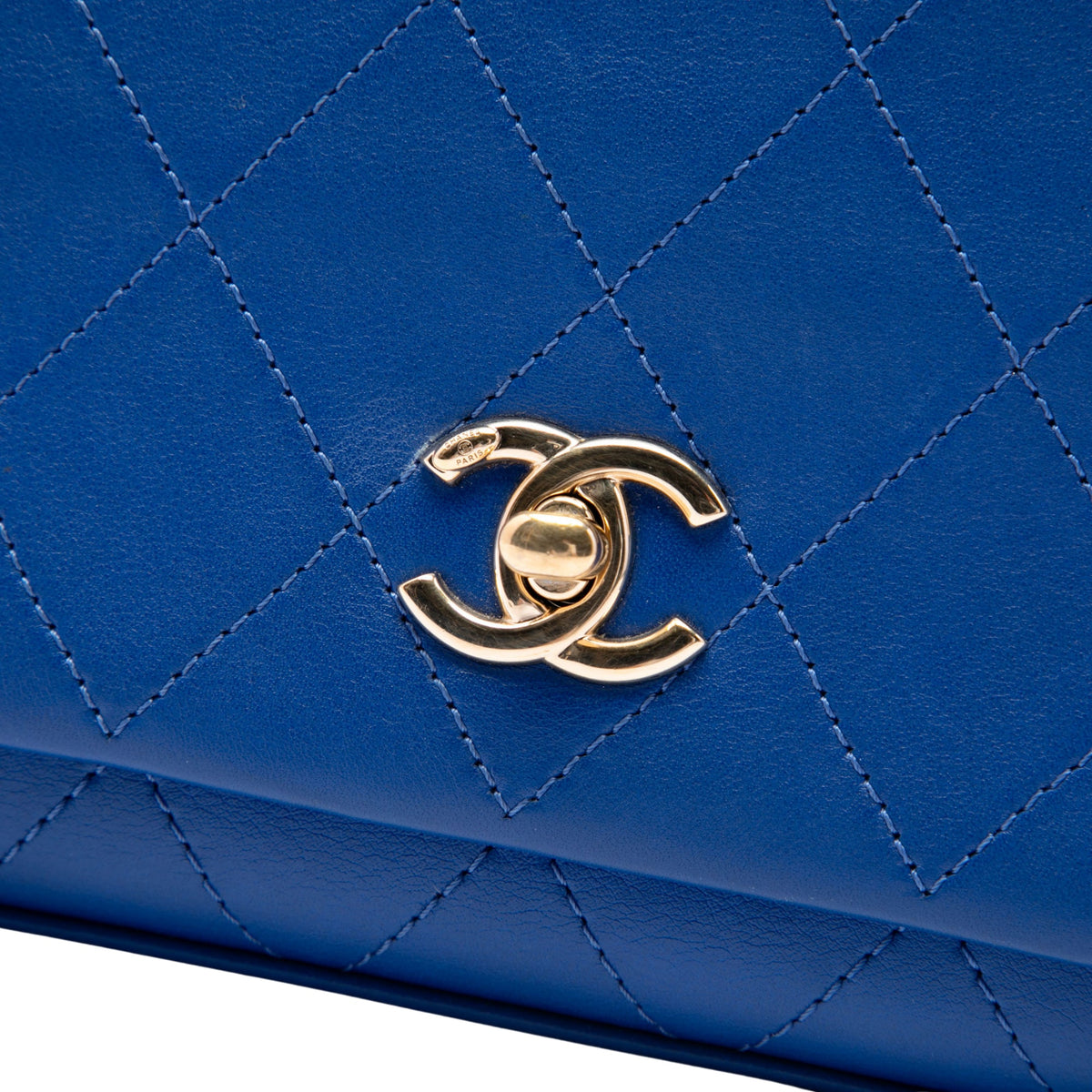 Chanel CC Quilted Calfskin Diamond Stitched Flap — Blue