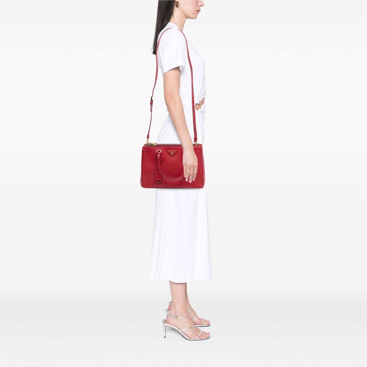 Prada Medium Saffiano Lux Galleria Double Zip Satchel