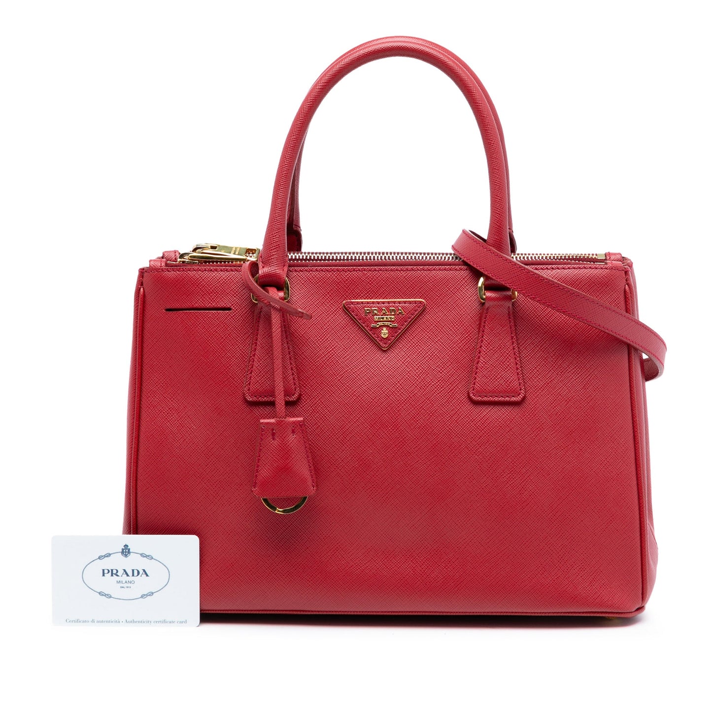 Prada Medium Saffiano Lux Galleria Double Zip Satchel