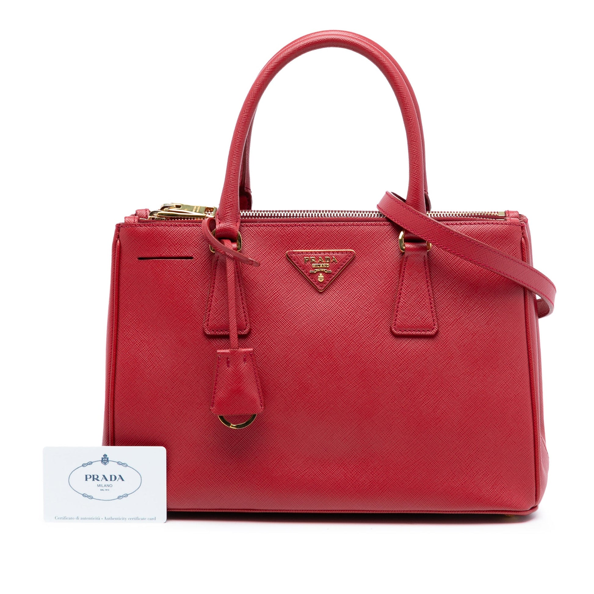Prada Medium Saffiano Lux Galleria Double Zip Satchel
