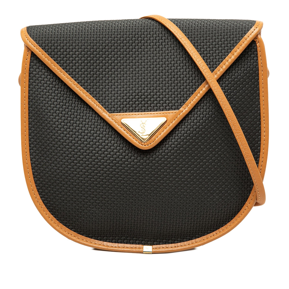 Saint Laurent Leather Trimmed Coated Canvas Crossbody — Black