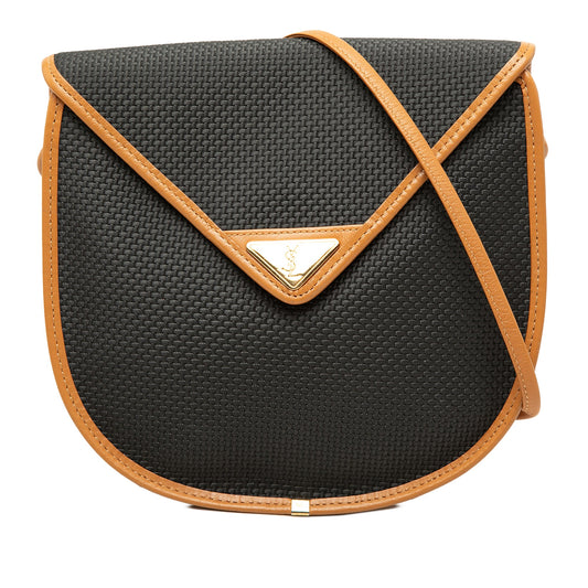 Saint Laurent Leather Trimmed Coated Canvas Crossbody — Black